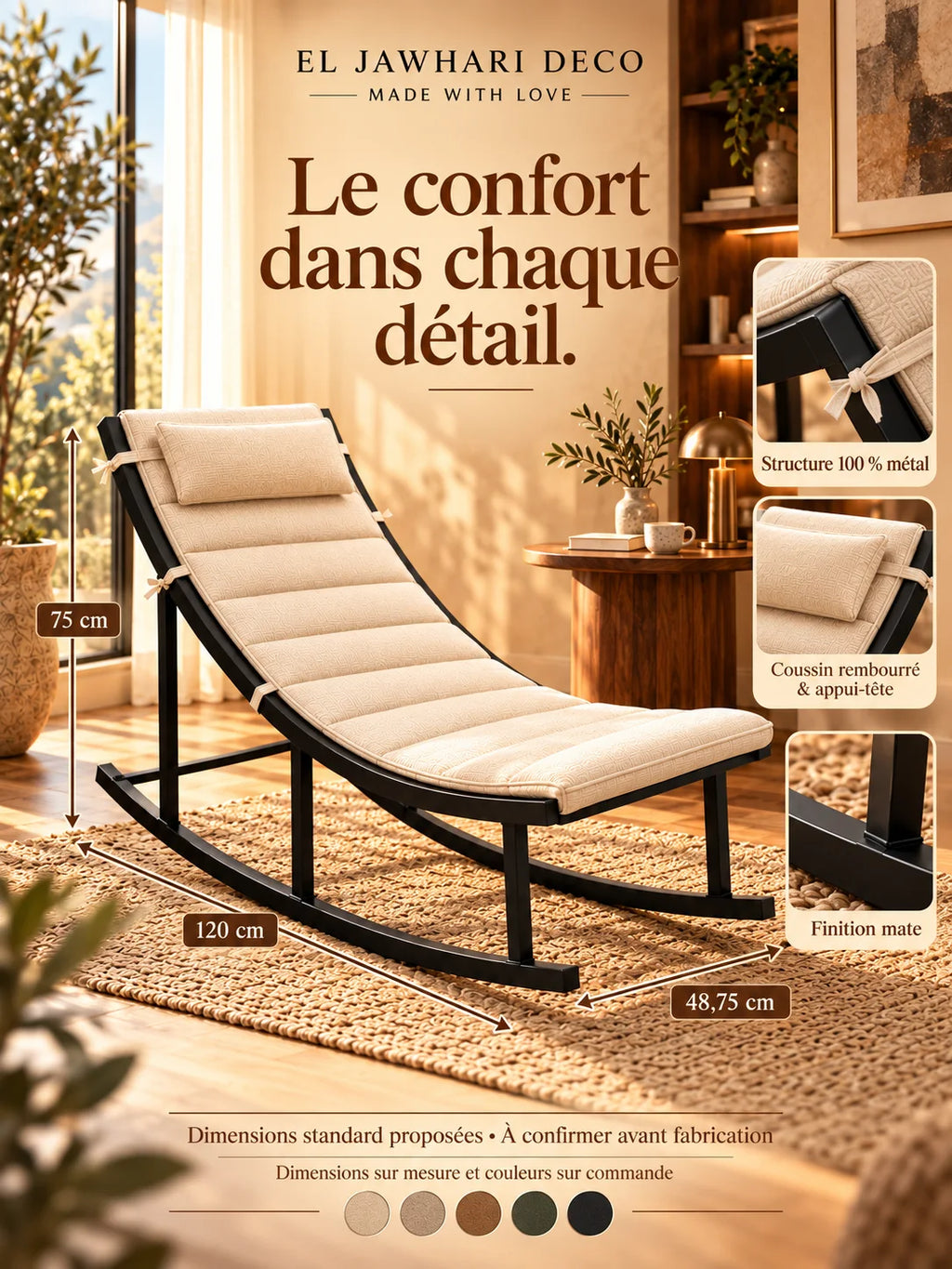 Chaise Longue à Bascule — L’Élégance au Rythme de la Détente